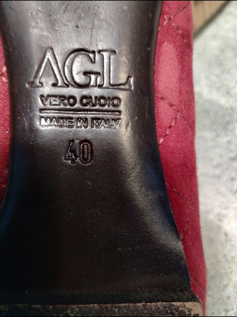 AGL Monika Cap Toe Flats Quilted Suede Patent Ruby 40 Italy - Picture 11 of 13